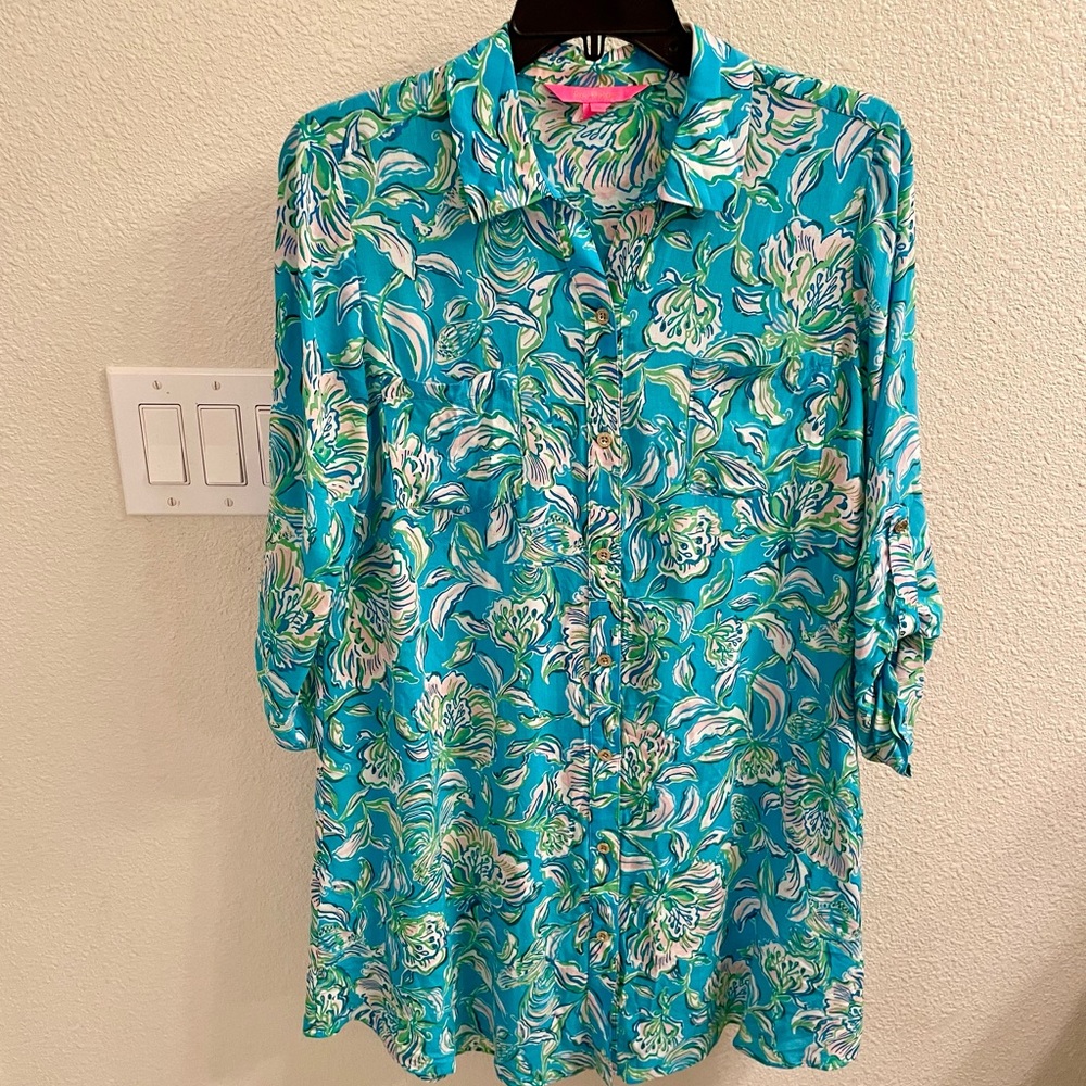 Lilly Pulitzer Natalie shirtdress swim coverup XS